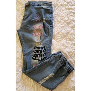 TEMU GRAFFITI-INSPIRED DESTRUCTED-STYLE SKINNY STRETCH JEANS